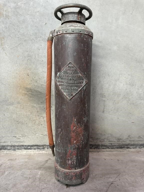 Vintage CHECKER Copper Fire Extinguisher - Height