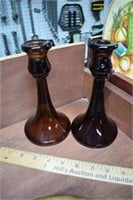 Pair of Vintage Glass Candle Sticks
