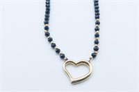 14K yellow gold and onyx necklace