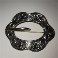 Antique Victorian Silver Buckle with Flowers