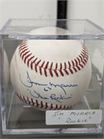 SIGNED BALL IN ACRLYIC CASE JIM MORRIS