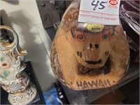 Vintage Carved Coconut Monkey Bank Hawaii