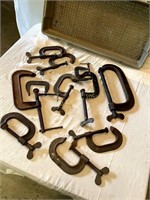 Box Of 12 Vintage C Clamps. 2 To 8".