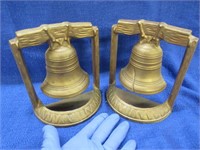 old pot metal bell bookends set (7in tall)
