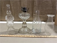 Glass Santa Bottle, Kerosene Lamp Base, Chimney,