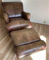 Leather chair and ottoman