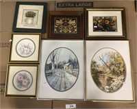 7 Framed Decorative Prints/Pictures.