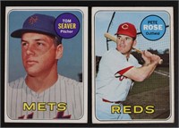 Two 1969 Topps Baseball: Pete Rose #120 and Tom