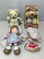 Assorted plush dolls. Snuggle bear, cuddle