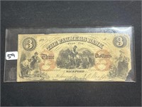 $3 Bill Wickford Rhode Island Bank Note