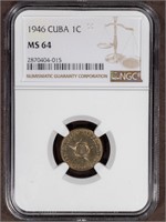 1946 1C CUBA CENTAVO MS64 NGC