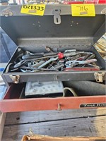 TOOL BOX WITH ASSORTED SOCKETS, WRENCHES, AND