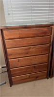 Wooden 6 drawer dresser  glass top approximately