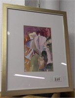 Framed and matted watercolor Thea Clarke "Iris