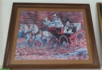 Framed print clowns in a carriag Robert Owen