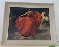 Framed print woman dancing approximately 30"x25"