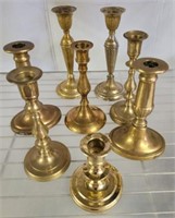 GROUP OF BRASS CANDLE STICK HOLDERS