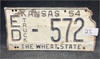 1954 KANSAS LICENSE PLATE