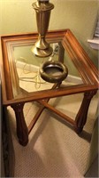 Wooden End Table w/Glass Insert