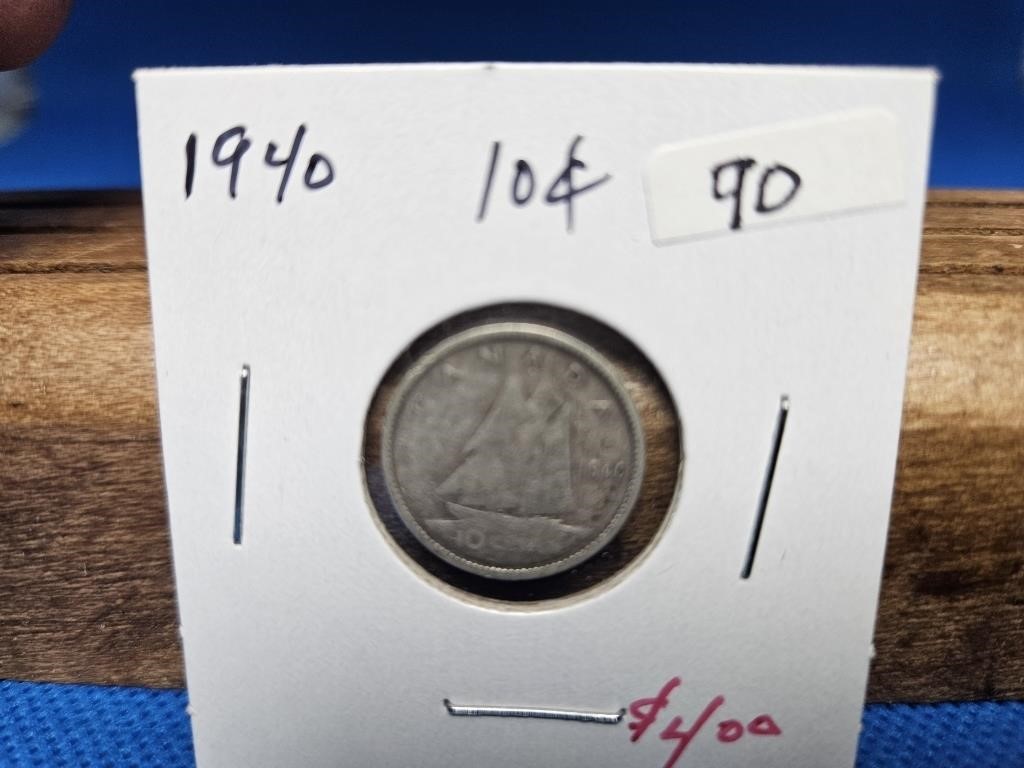 1-1940 10 CENT SILVER COIN