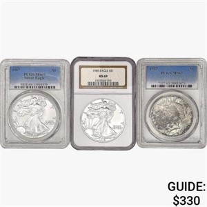 1922-1989 [3] US Varied Silver Coinage NGC/PCGS
