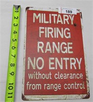 Military Metal Firing Range Sign