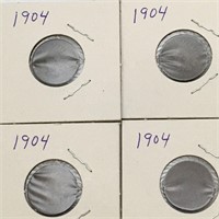 Group Of 4 Indian Head Pennies, 1904