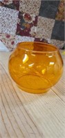 Amber colored railroad lantern glass