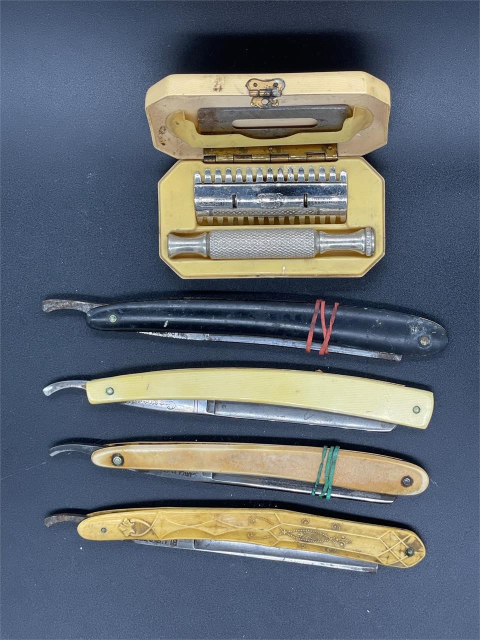 4 - antique straight razors and razor