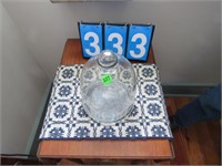 TABLE SCARF, TIN PLATE, GLASS COVER