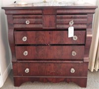 Antique Empire Walnut and Burl five drawer