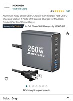 Aluminum Alloy 260W USB C Charger GaN Charger Fast