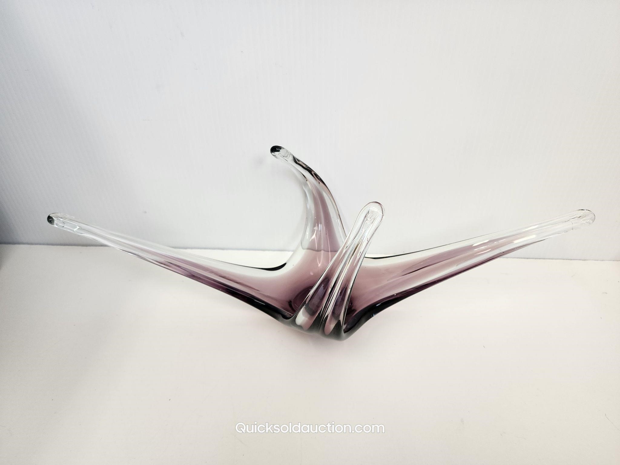 Purple/Lilac/Clear Art Glass Centerpiece