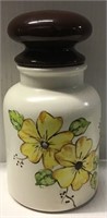 VINTAGE BROWN YELLOW FLOWER CANISTER