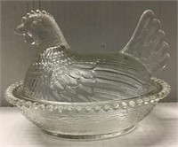 LIDDED GLASS CHICKEN HEN