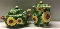 2 CERAMIC SUNFLOWER PIECES