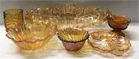 ASSORTED AMBER DEPRESSION GLASS