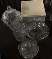ASSORTED GLASS SERVING PIECES