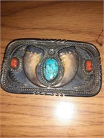 Vtg Sterling Silver Native American Belt Buckle