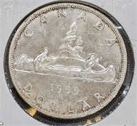 1959 Canadian Silver $1 Dollar Coin