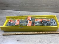 YELLOW CRATE OF BOXES WOOD SCREWS