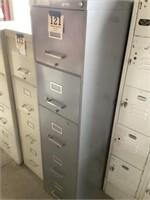 Four drawer, metal file cabinet gray