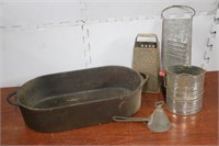Cast Iron Roasting Pan, Cheese Graters, Sifter