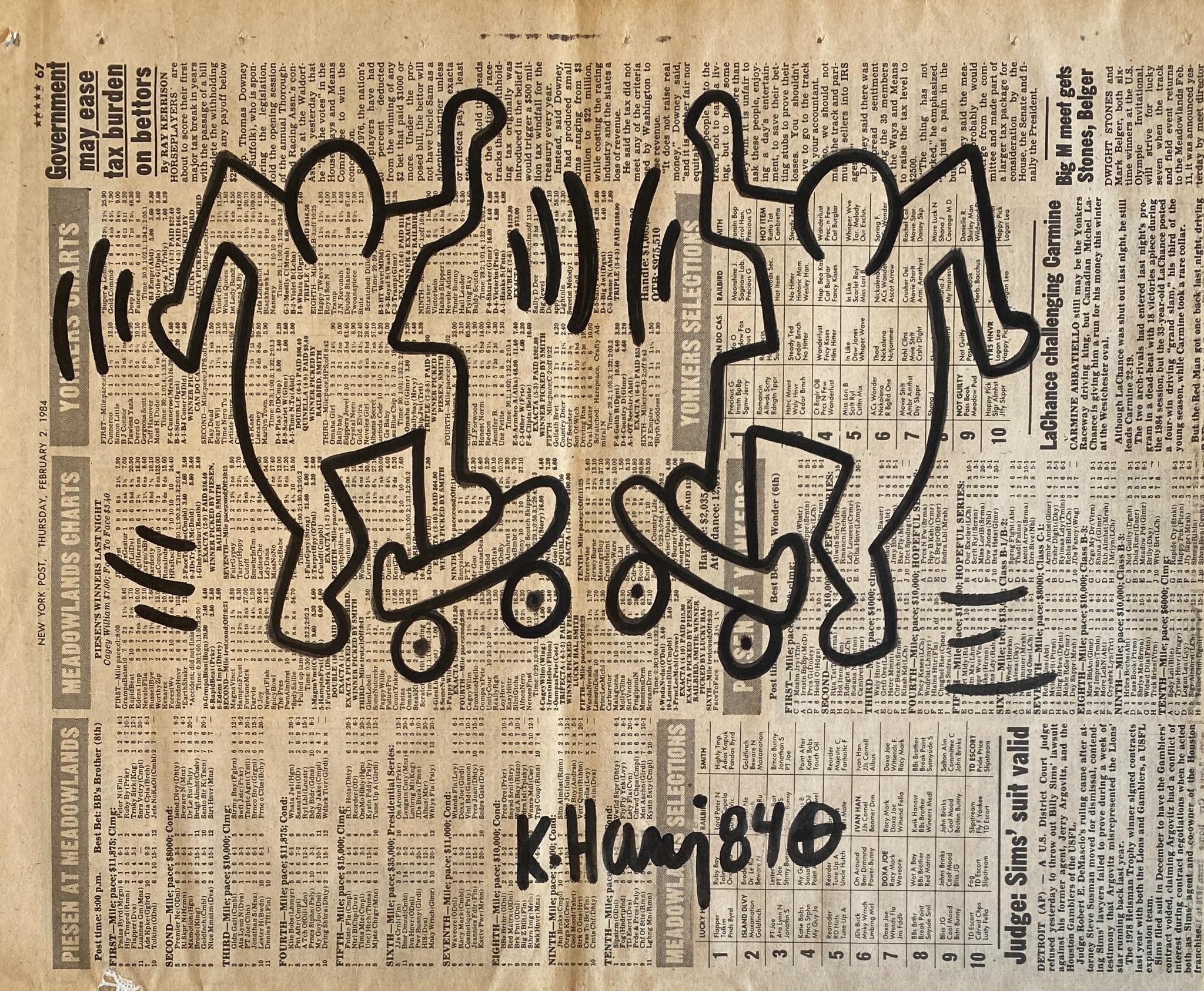 Keith Haring Original Newspaper drawing Certified