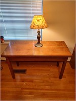 Wooden Desk & Lamp