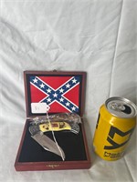 Brand new Confederate flag pocket knife with case