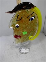 Murano art glass face 14" H