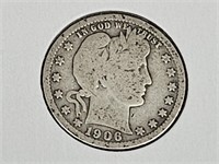 1906 O Silver Barber Quarter Coin