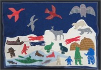 Inuit crafted felt panel, 25 1/2 x 36"