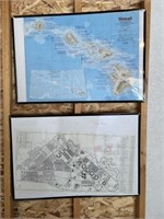 FRAMED MAPS, HAWAII, SCHOFIELD BARRACKS